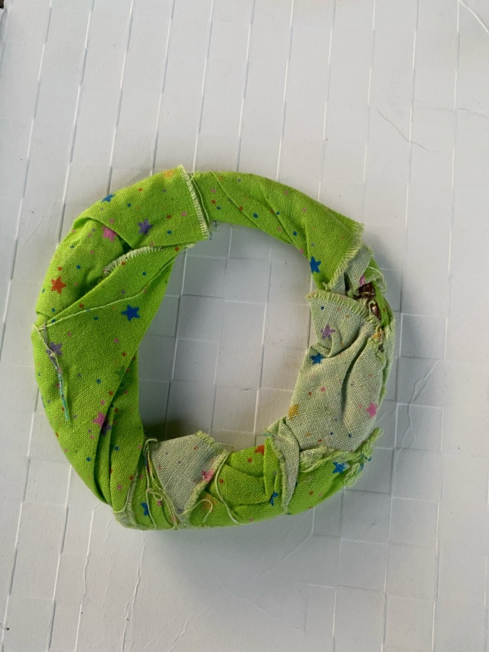 Green Star-Print Fabric Bracelet